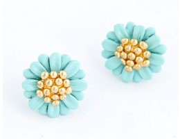 Daisy Blue Gold Plated Stud Earrings